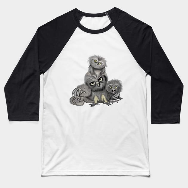 Owl Family Baseball T-Shirt by msmart